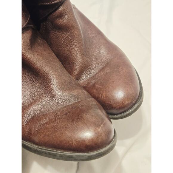 Marc Fisher Audrey Riding Boots Brown Leather Tall Buckle 9.5M Boho Casual Party - Picture 9 of 9